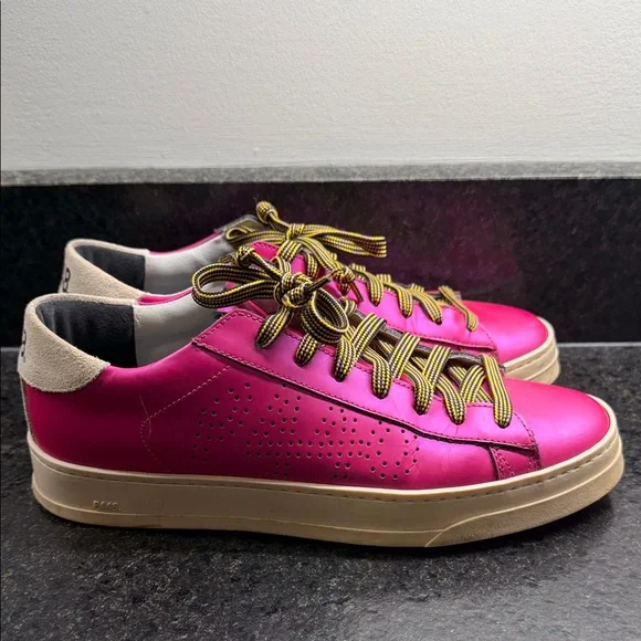P448 Jack Solaris in Matte Hot Pink Leather Sneakers - Picture 2 of 6